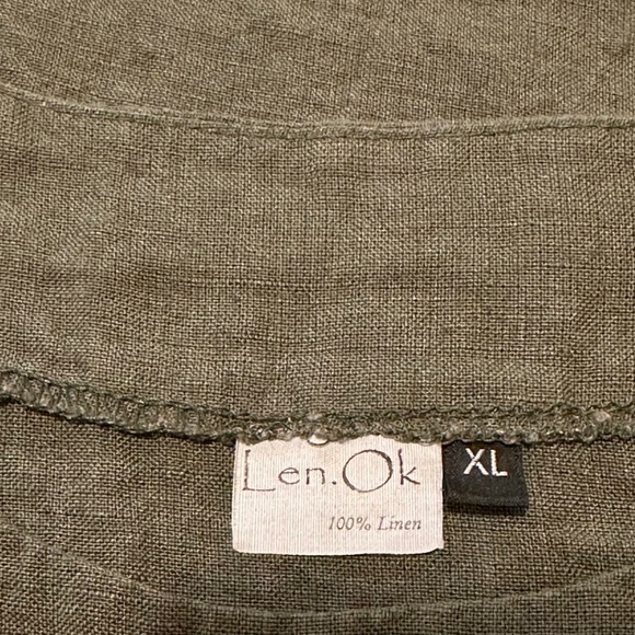 100% Linen forest green mini dress | size XL - Picture 4 of 7